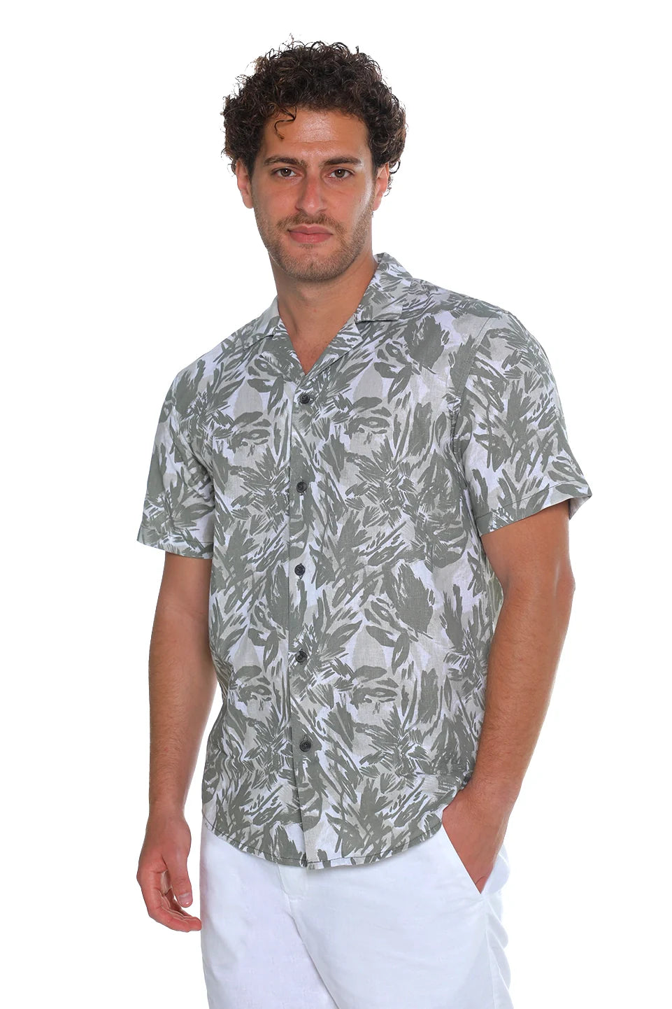 Tom Tailor Short Sleeved Olive Printed Shirt