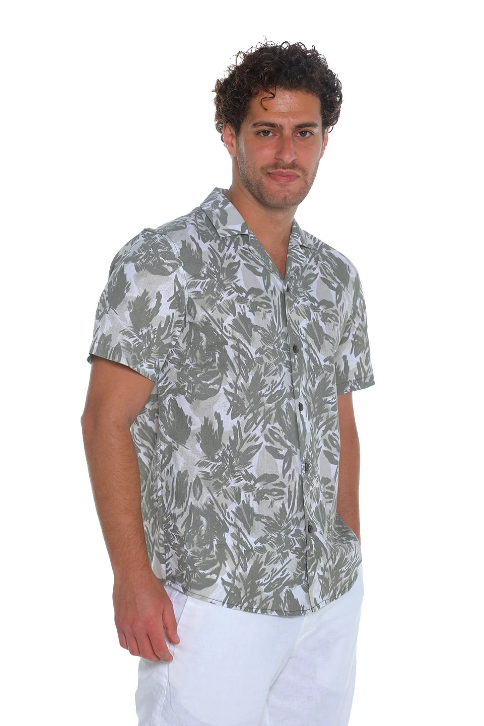 Tom Tailor Short Sleeved Olive Printed Shirt