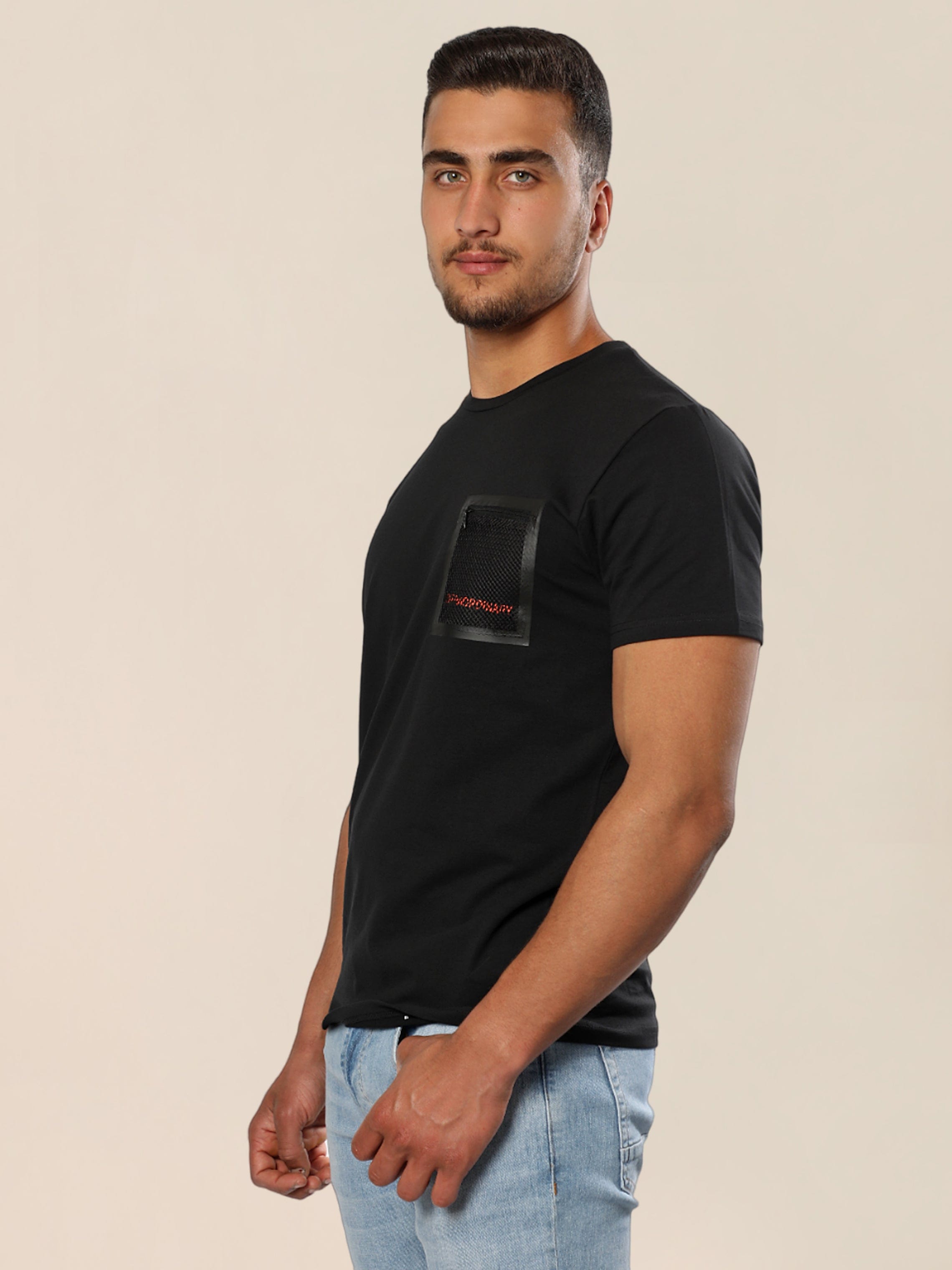 Men T-shirt With Side Squared Design