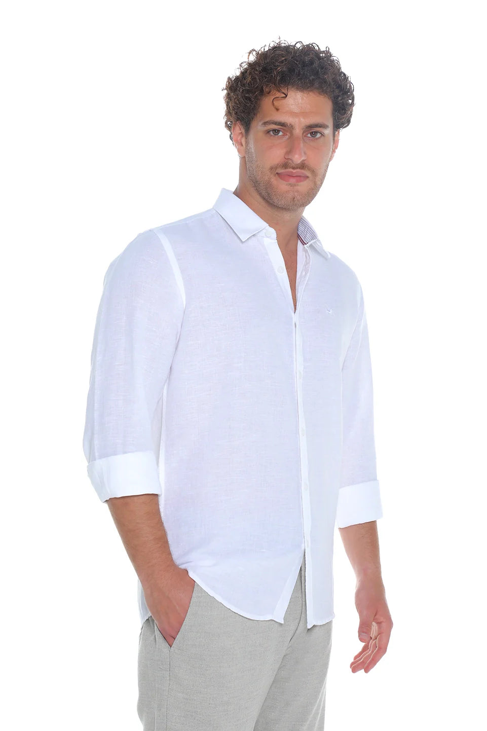 Long Sleeved White Linen Shirt