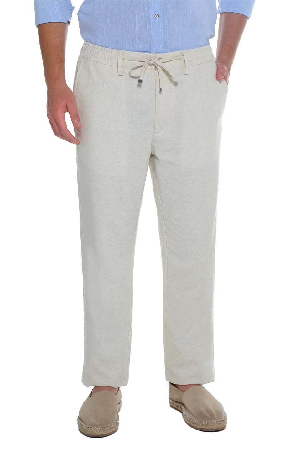 Casual Light Beige Linen Pant