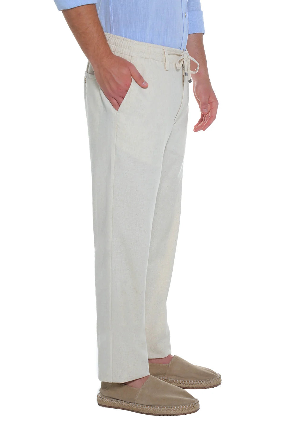 Casual Light Beige Linen Pant