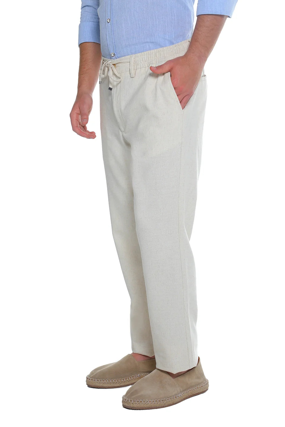 Casual Light Beige Linen Pant
