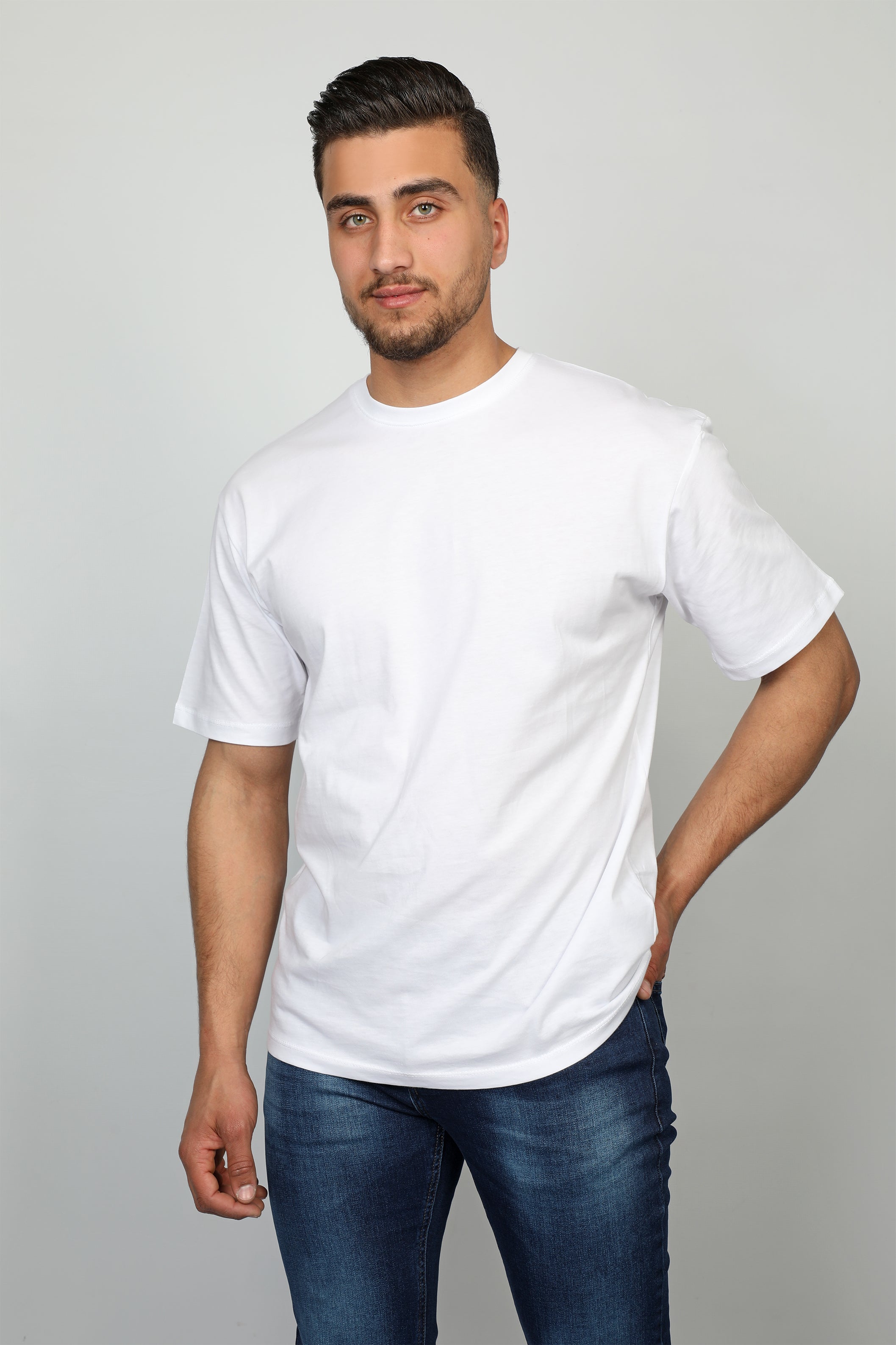 Men White Plain T-shirt