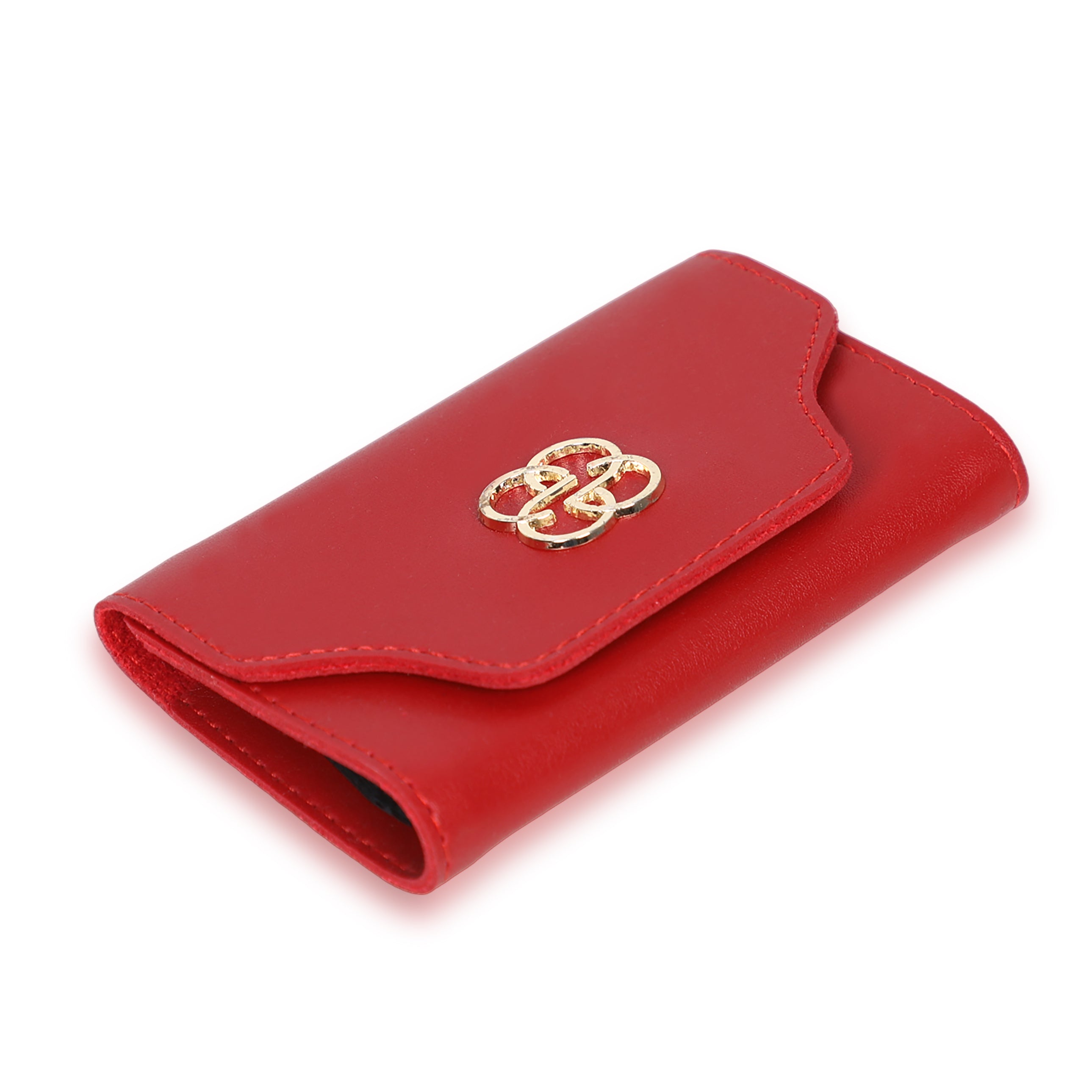 Women Red Wallet with Magnetic Buckle Design
