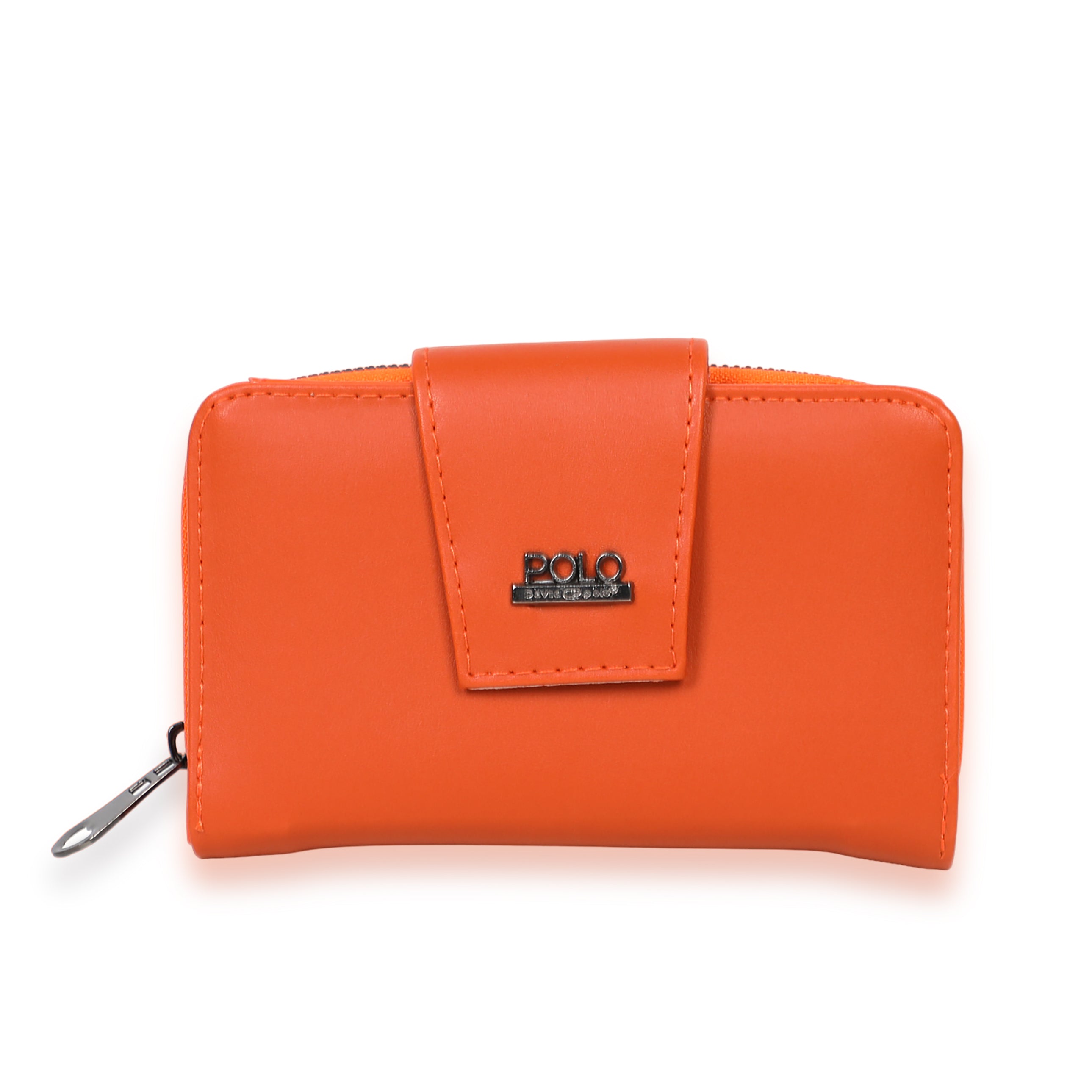 Women Orange Wallet With Several Layers Design