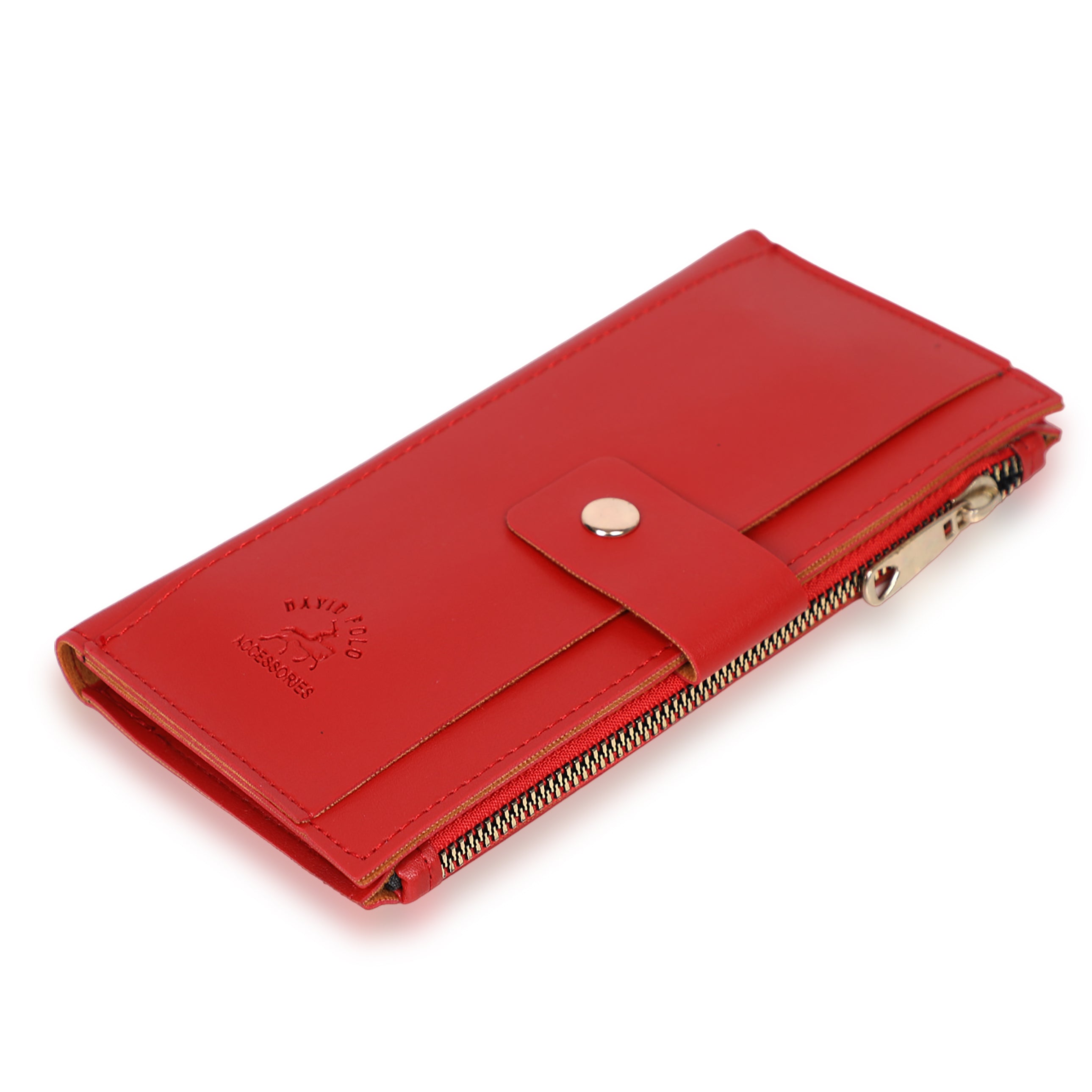 Women Red Zipped Wallet with Multiple Layers