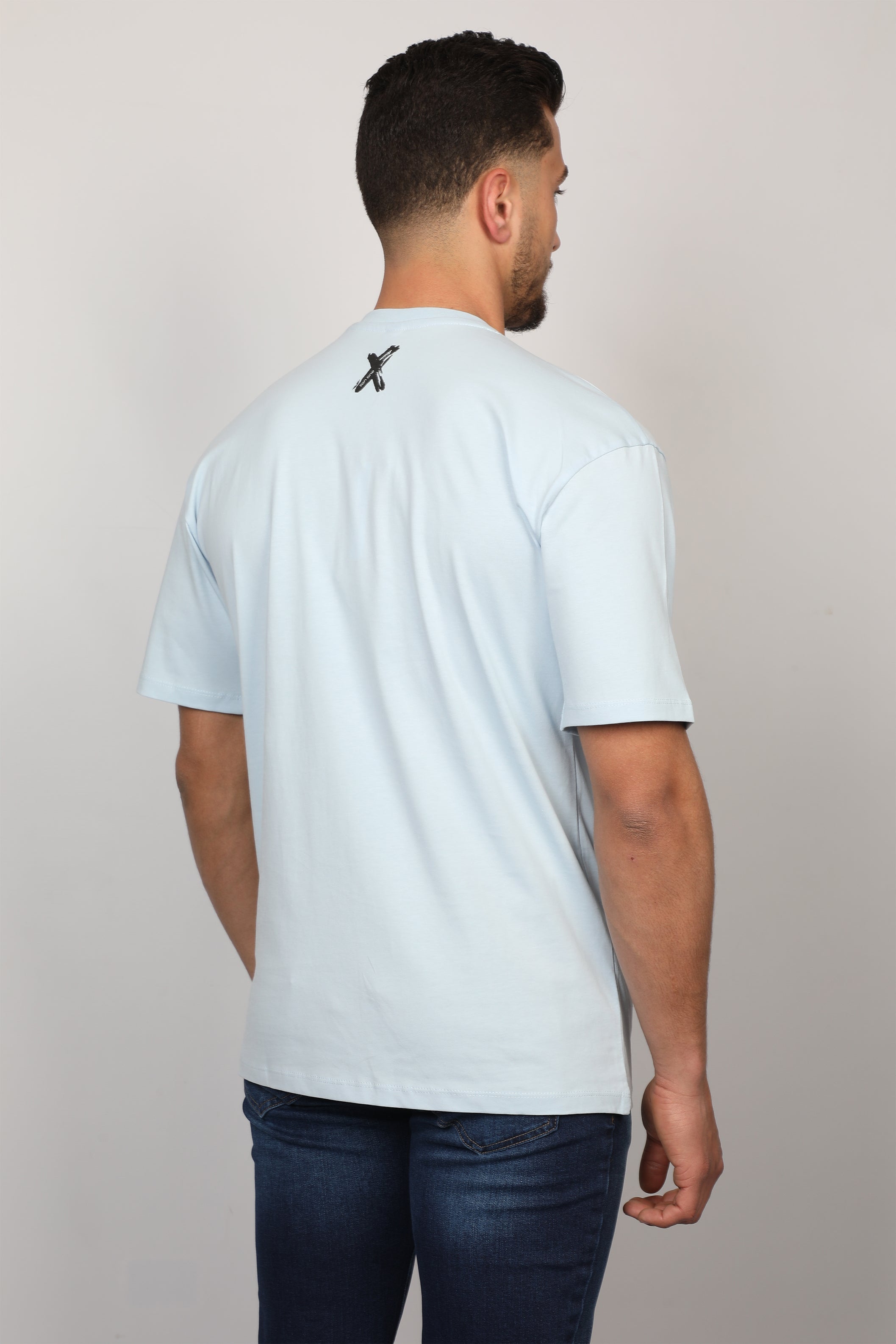 Light Blue T-shirt With Front And Back Logo