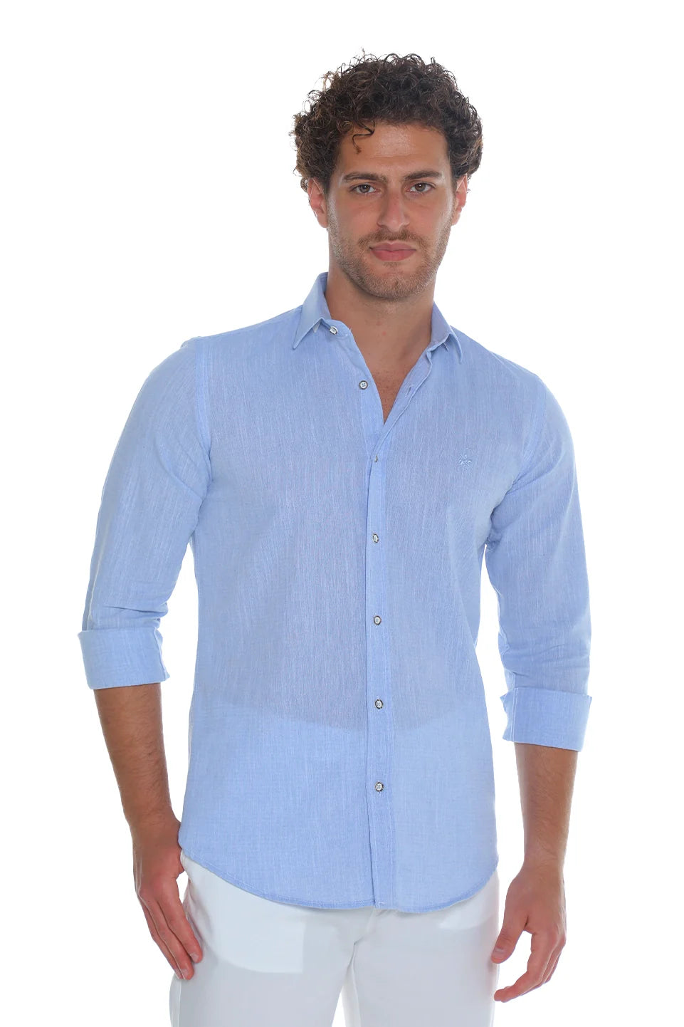 Light Blue Shirt With Button To Close