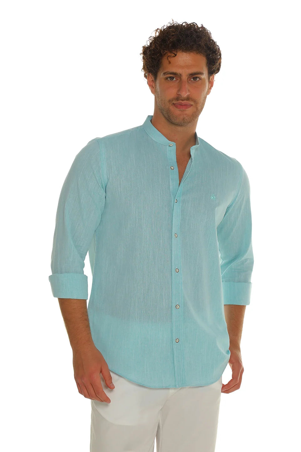 Long Sleeved Aqua Shirt With Logo