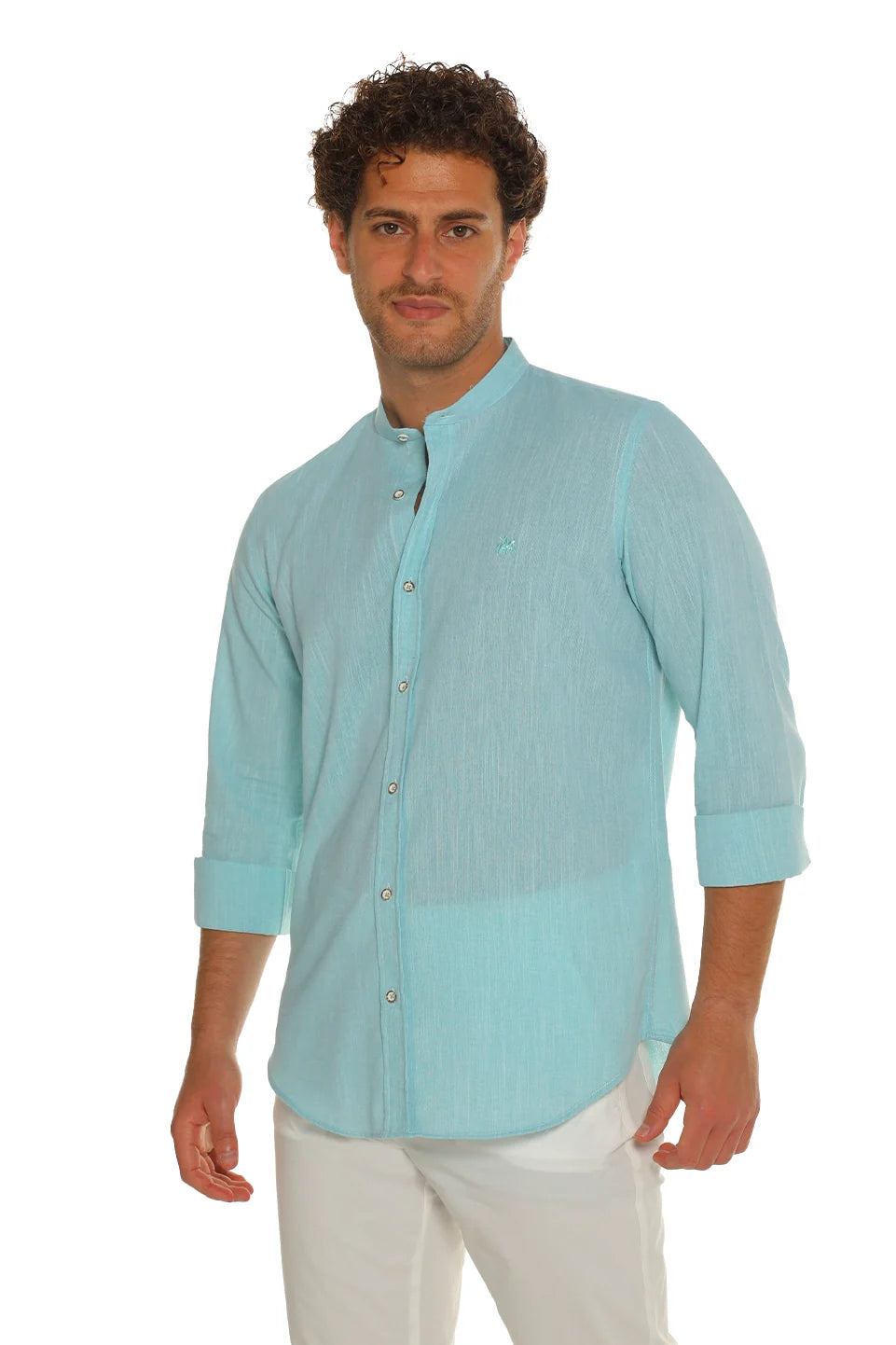 Long Sleeved Aqua Shirt With Logo