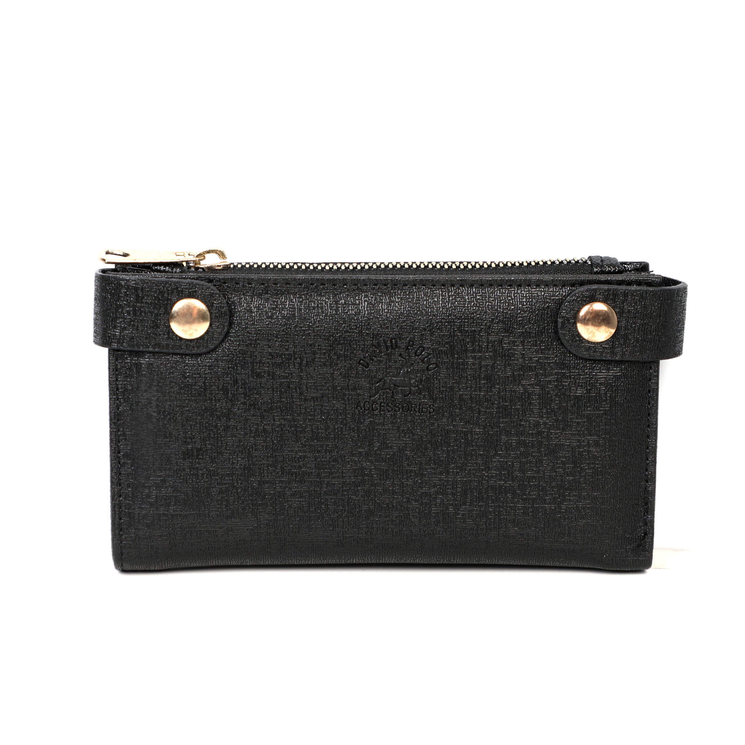 Women Black Thin Zipped wallet with Stylish Design