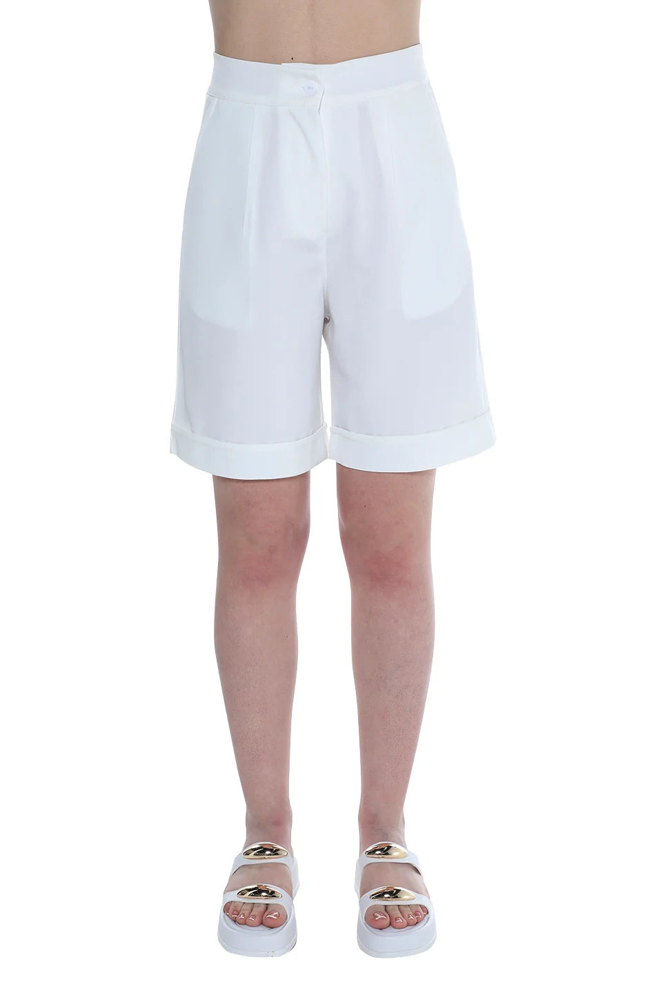 White Simple Short With Side Pockets