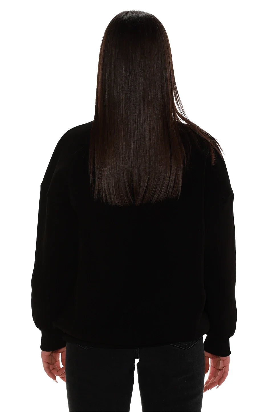 Long Sleeved Black Sweater with Printed Front Design