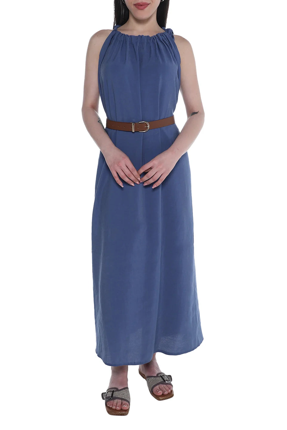 Long Indigo dress With Belt