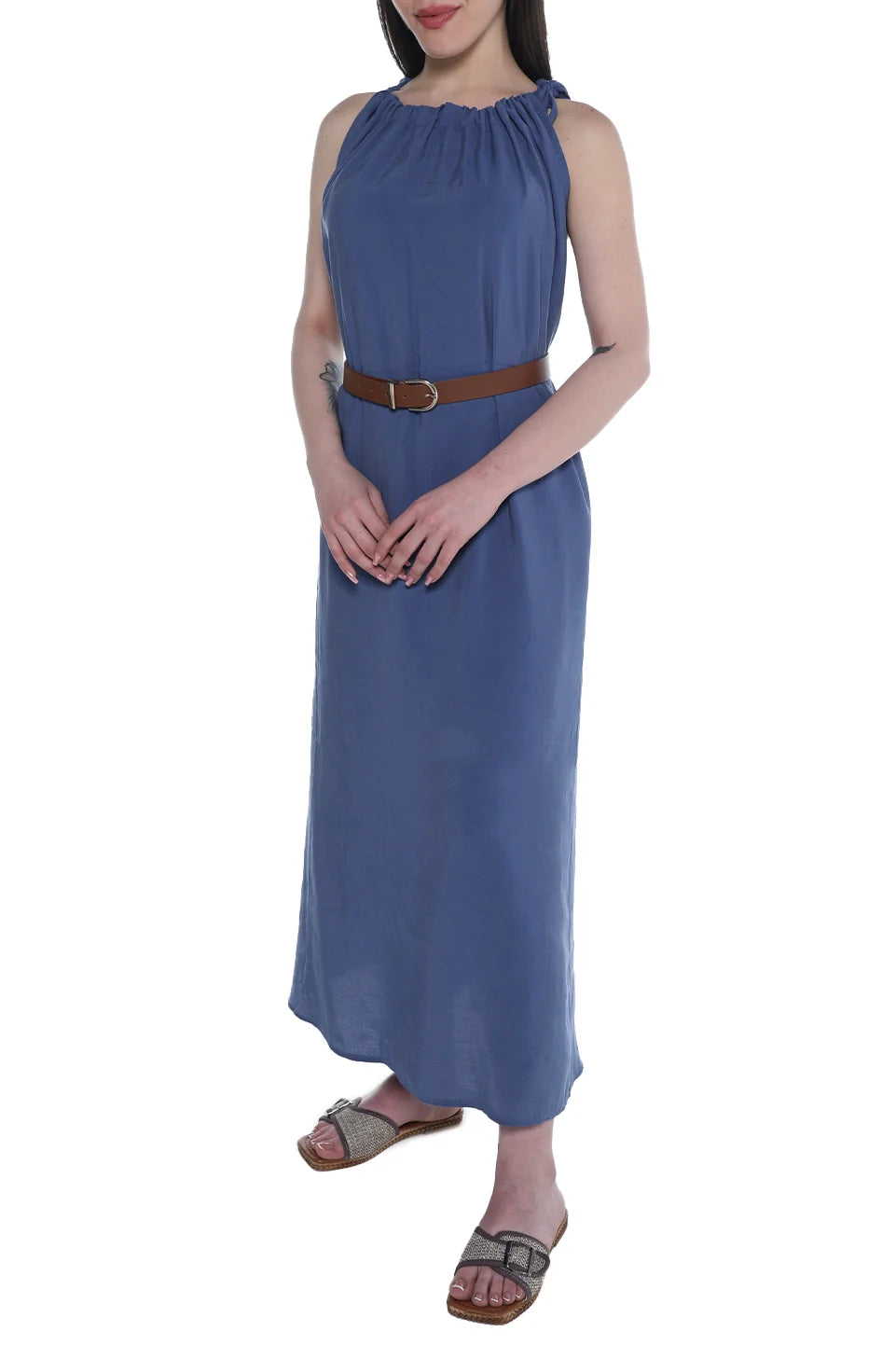 Long Indigo dress With Belt