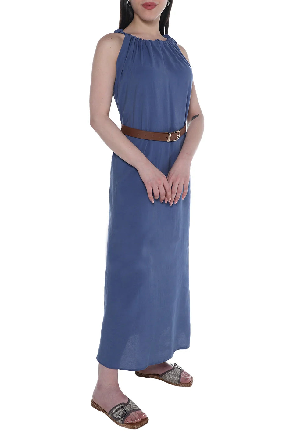 Long Indigo dress With Belt