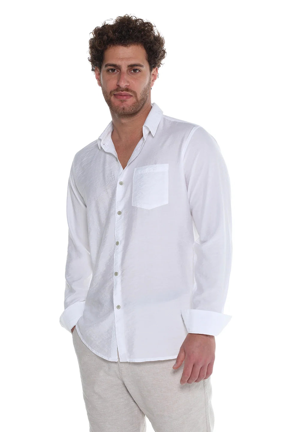 Casual White Shirt With Attached Chest Pocket