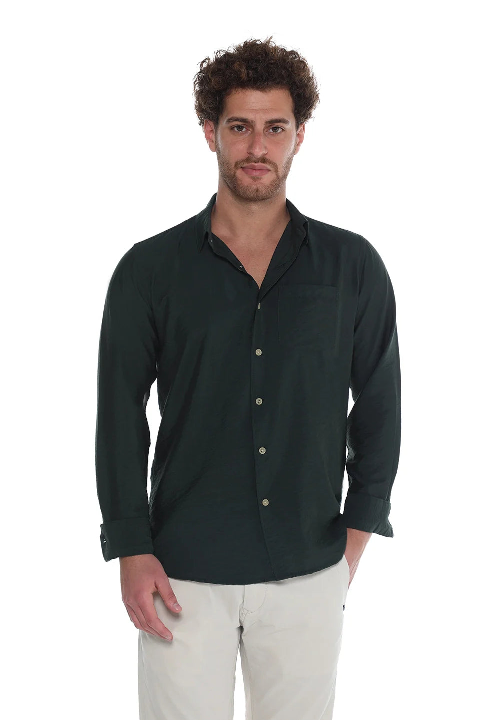 Casual Green Shirt With Attached Chest Pocket