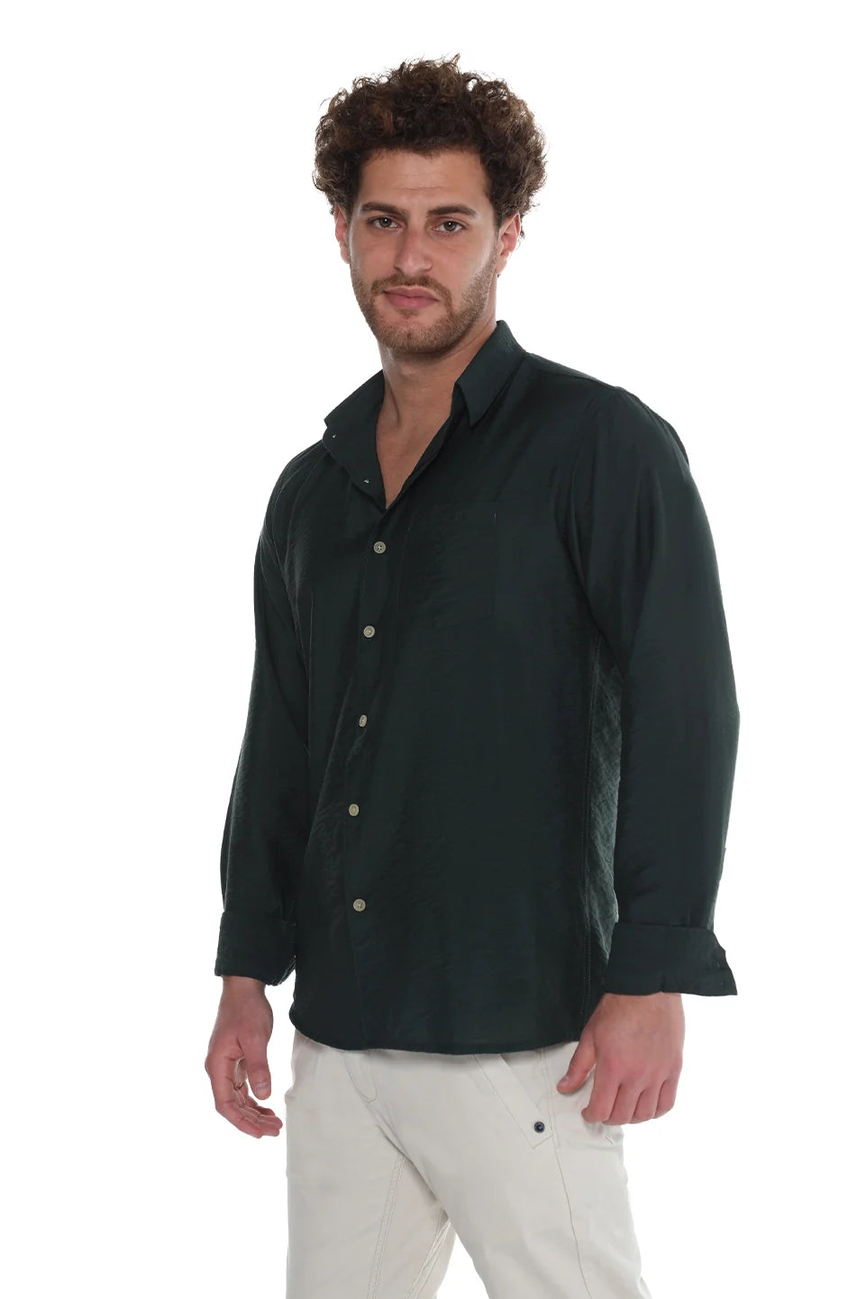 Casual Green Shirt With Attached Chest Pocket