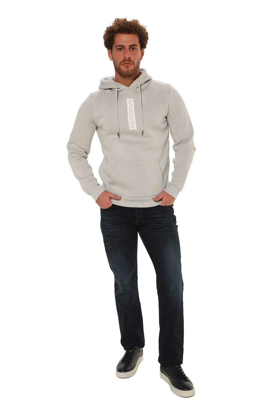 Light Grey Hoodie With Simple Front Design