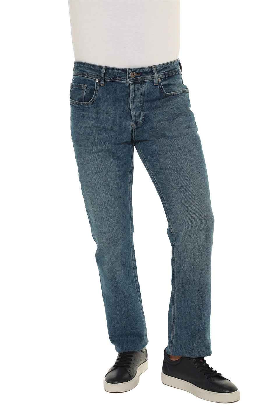 Slim Straight Blue Washed Denim Jeans