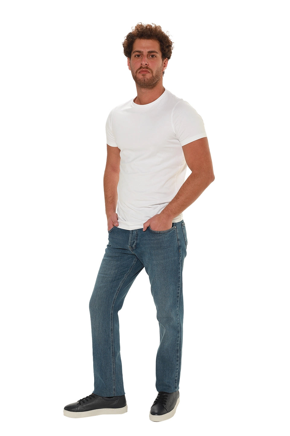 Slim Straight Blue Washed Denim Jeans