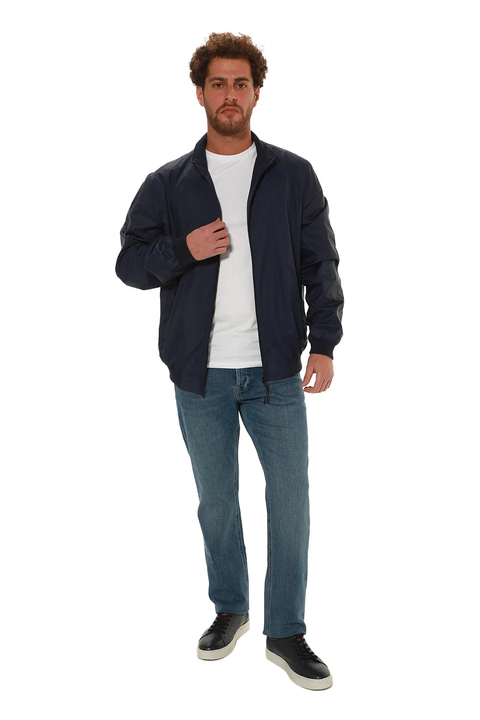 Navy Parashut Jacket With Zipper To Close