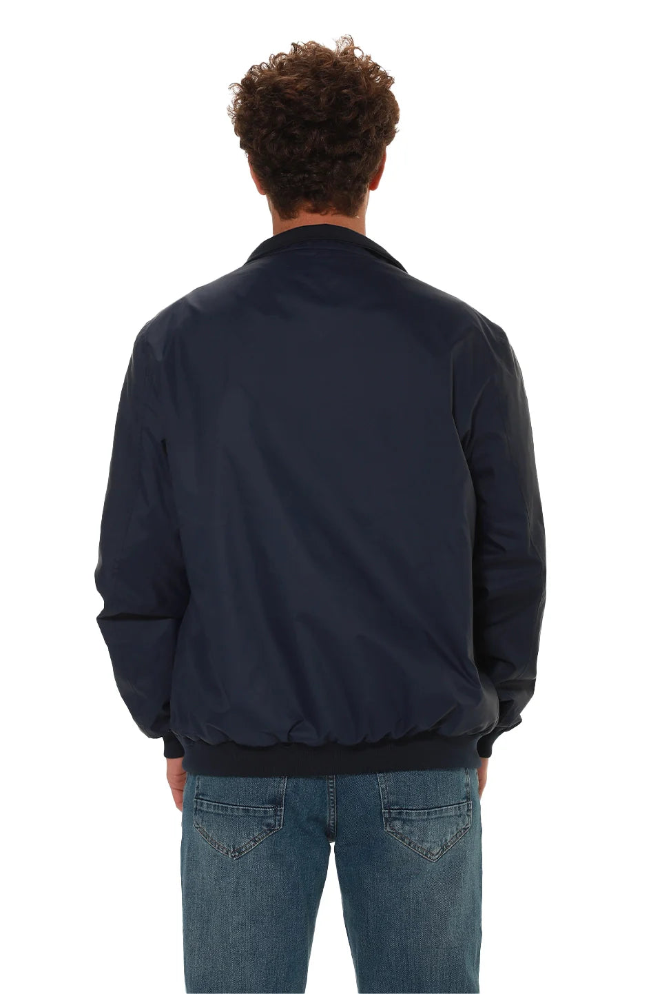 Navy Parashut Jacket With Zipper To Close