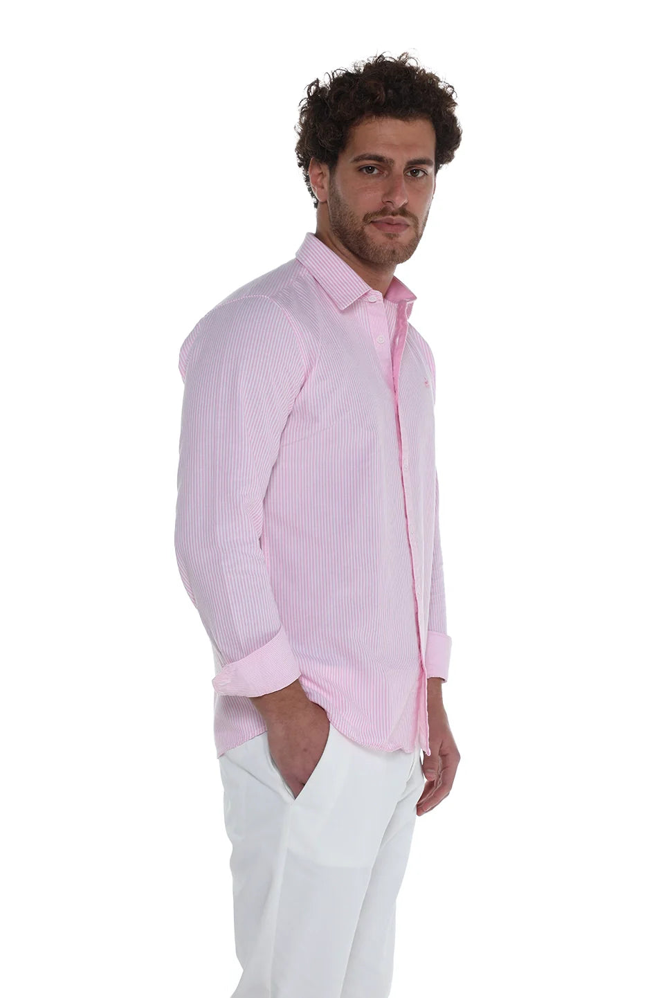 Pink Oxford Striped Shirt Long Sleeve