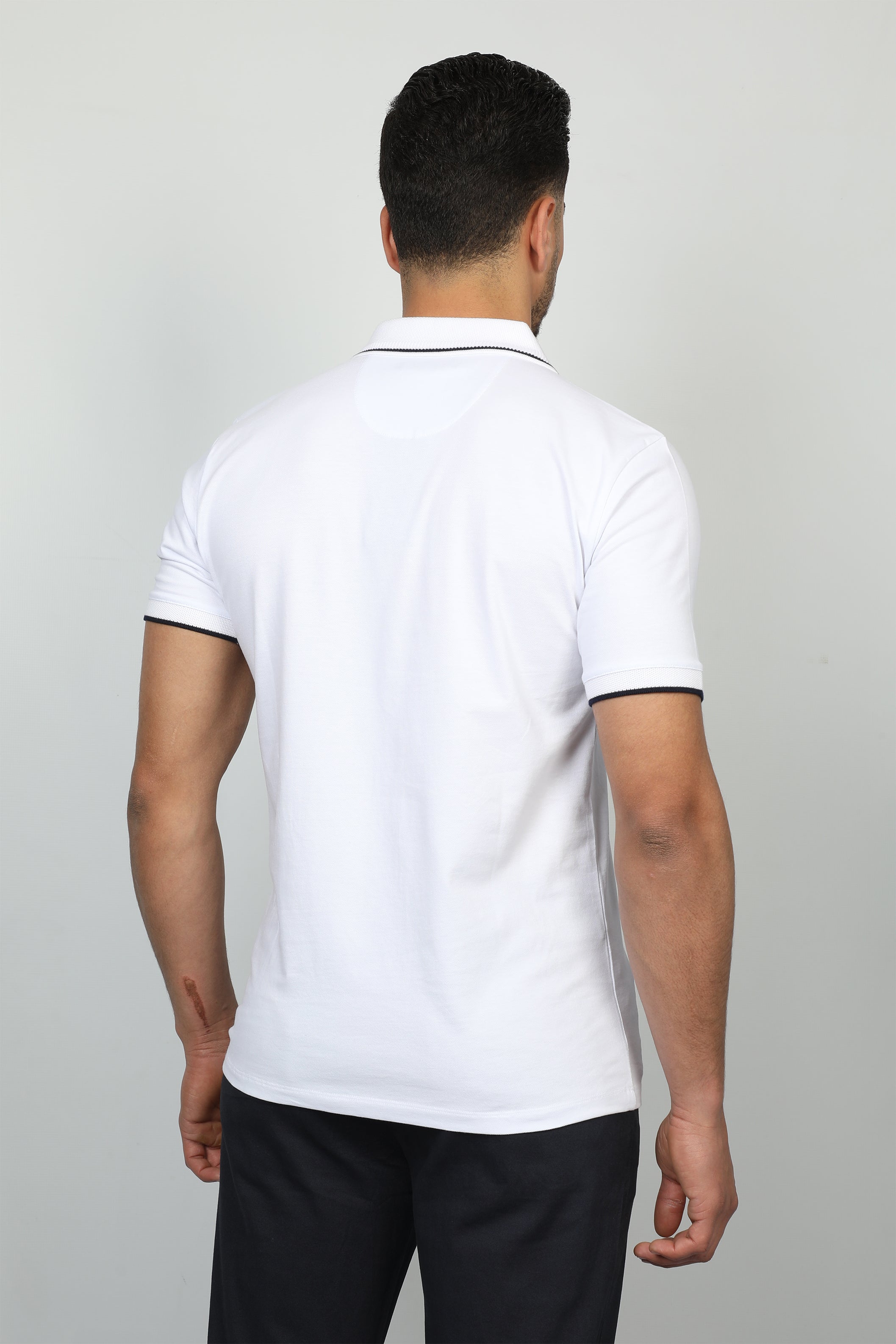 Men White Polo With Boat Simple Design