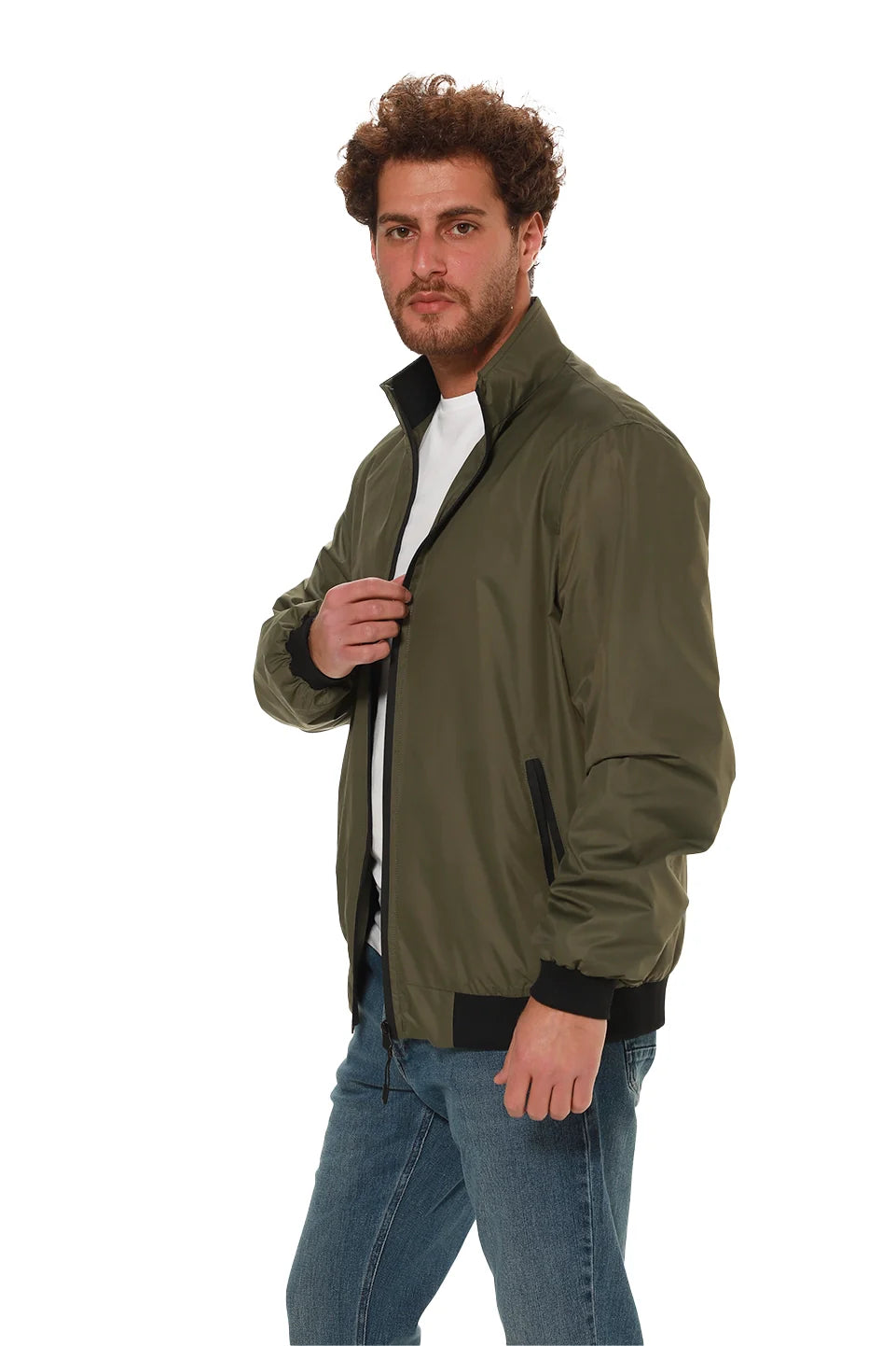 Military Parashut Jacket With Zipper To Close