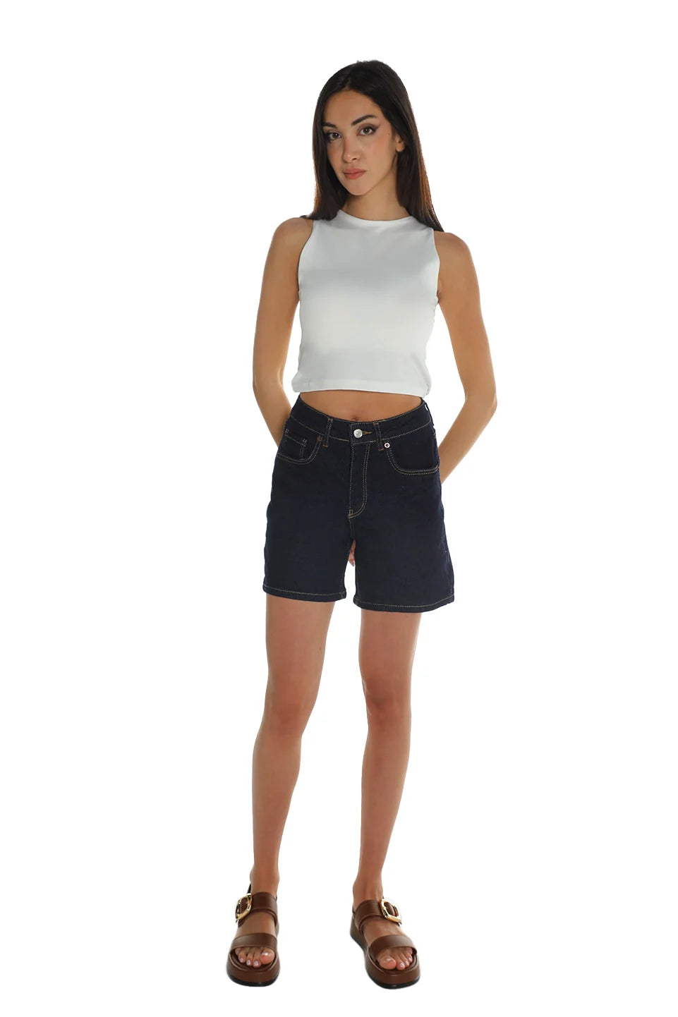 Sleeveless Off White Basic Top