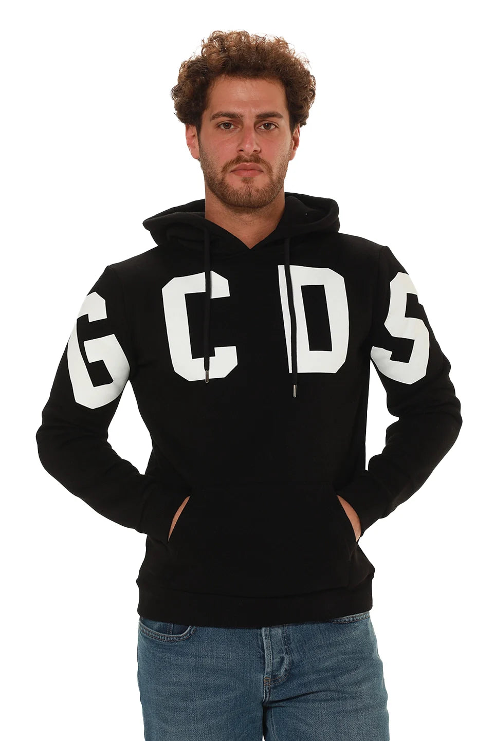 Black Printed Hoodie With Kangaroo Pocket