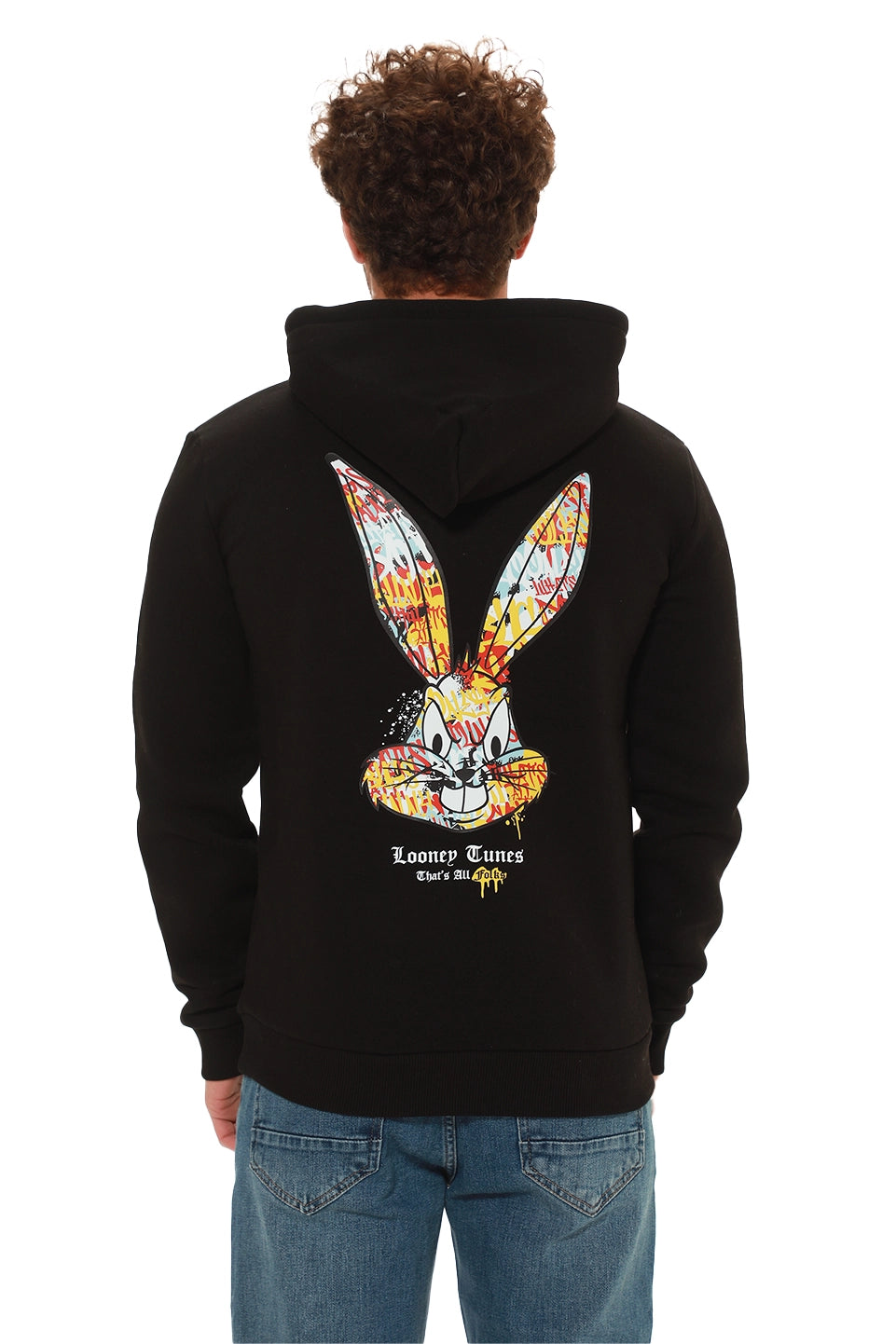 Black Hoodie With Back Rabit Printed