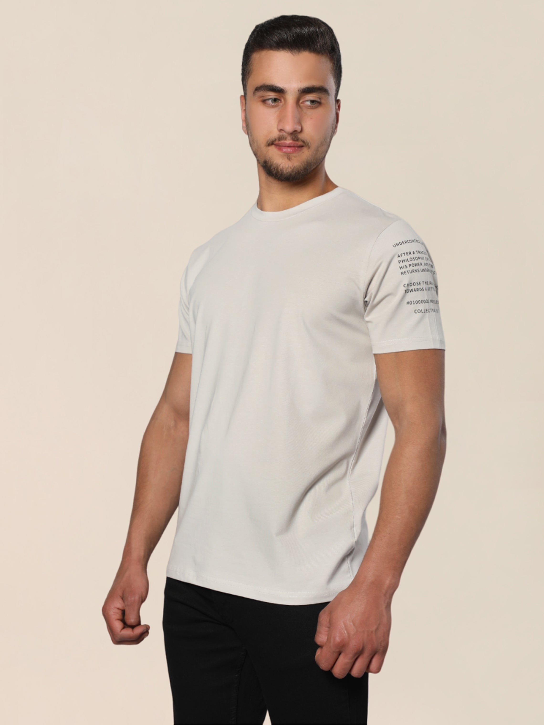 Men Summer T-shirt With Shoulder Quoted Design