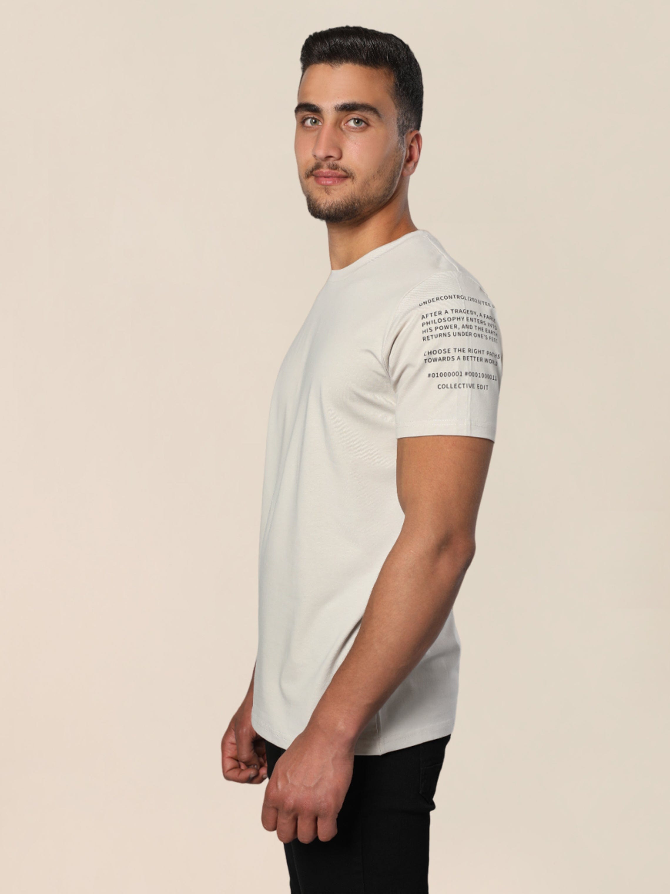 Men Summer T-shirt With Shoulder Quoted Design