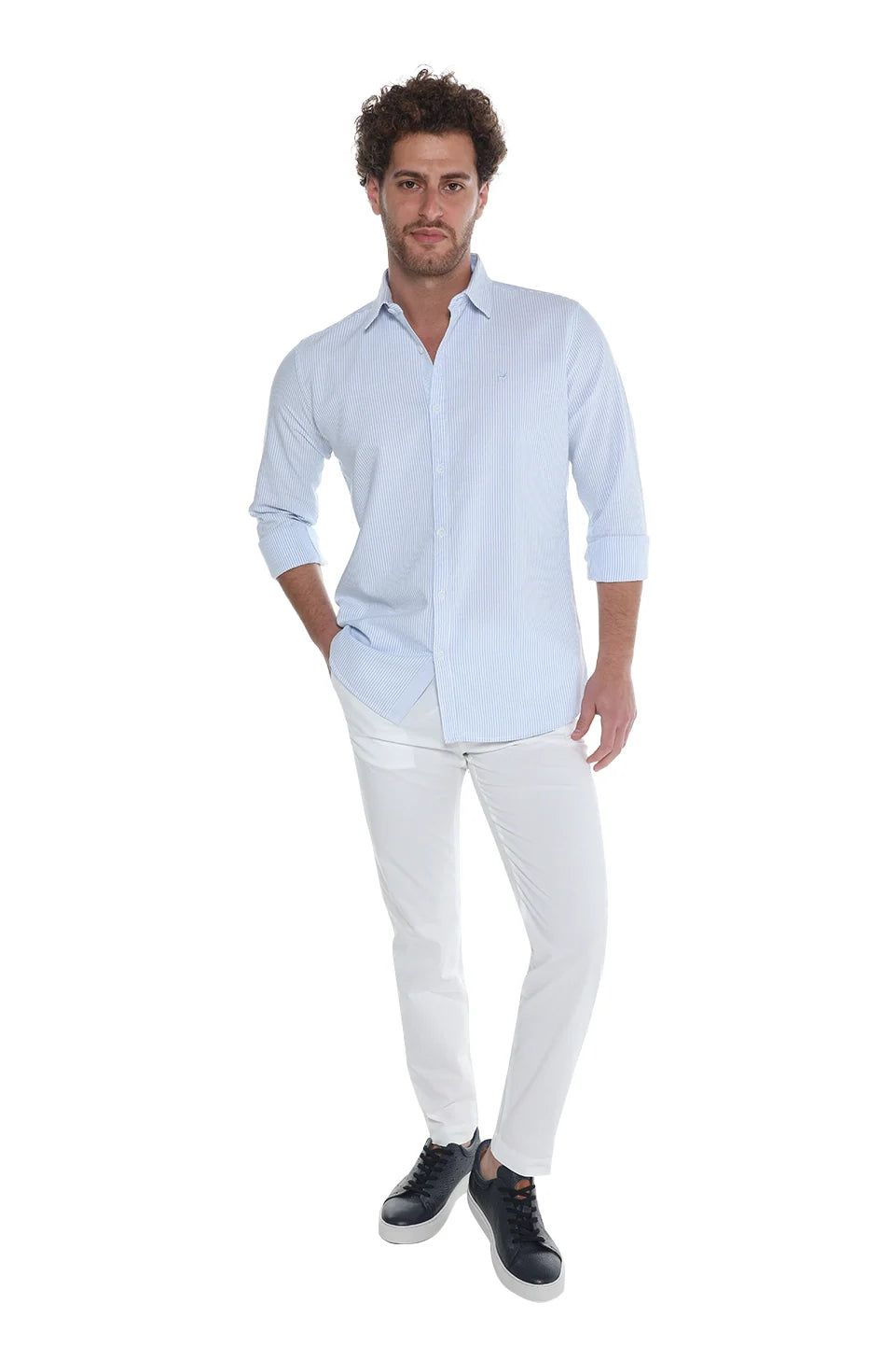 Sky Blue Oxford Striped Shirt Long Sleeve
