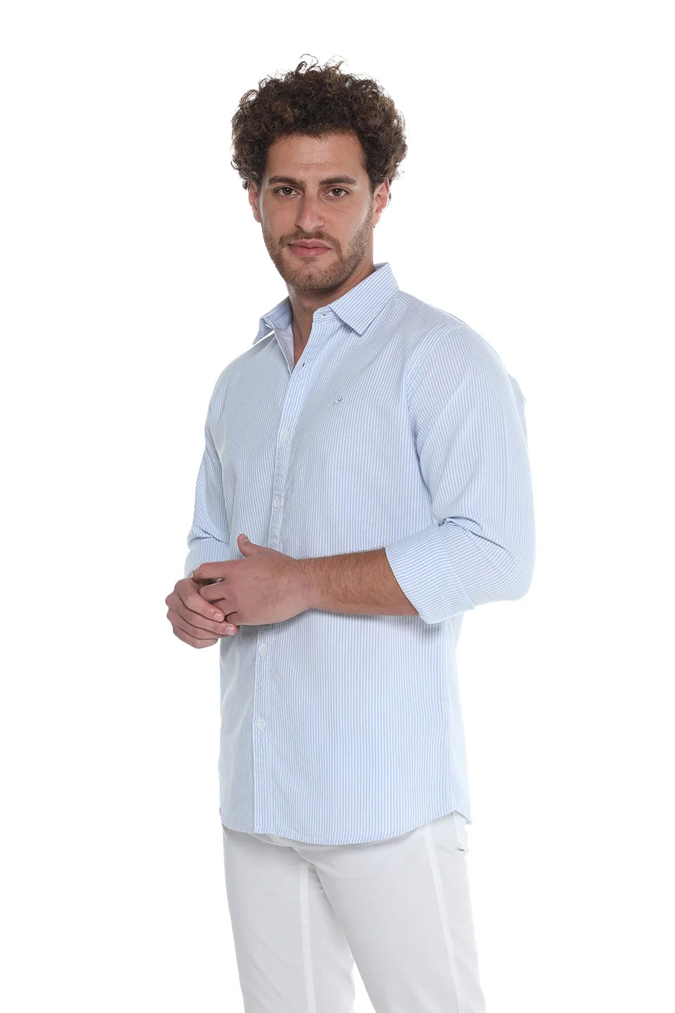 Sky Blue Oxford Striped Shirt Long Sleeve
