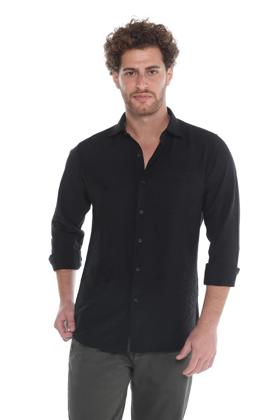 Casual Black Shirt With Attached Chest Pocket