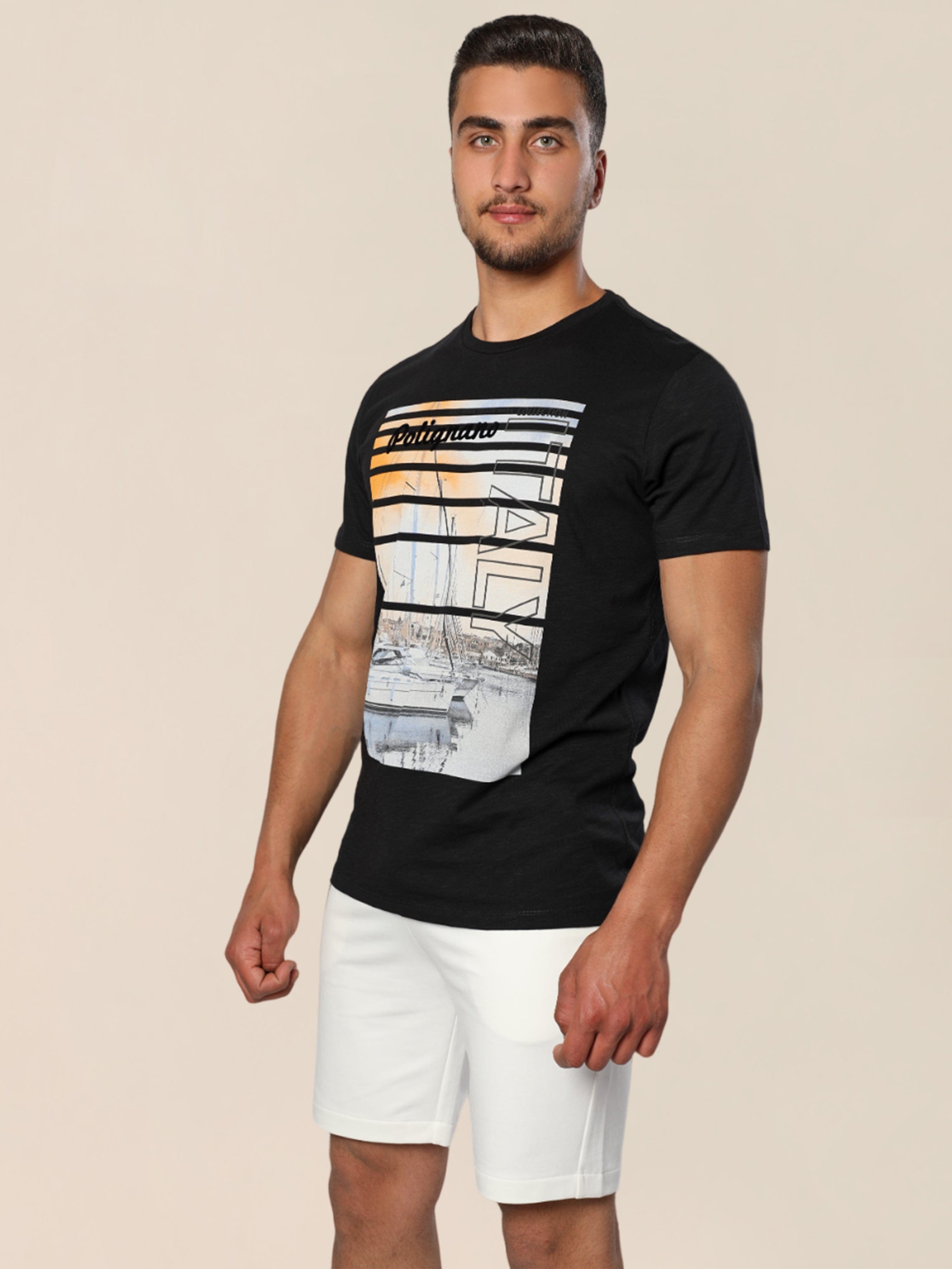 Men Summer T-shirt With Italy Themed Printed Design