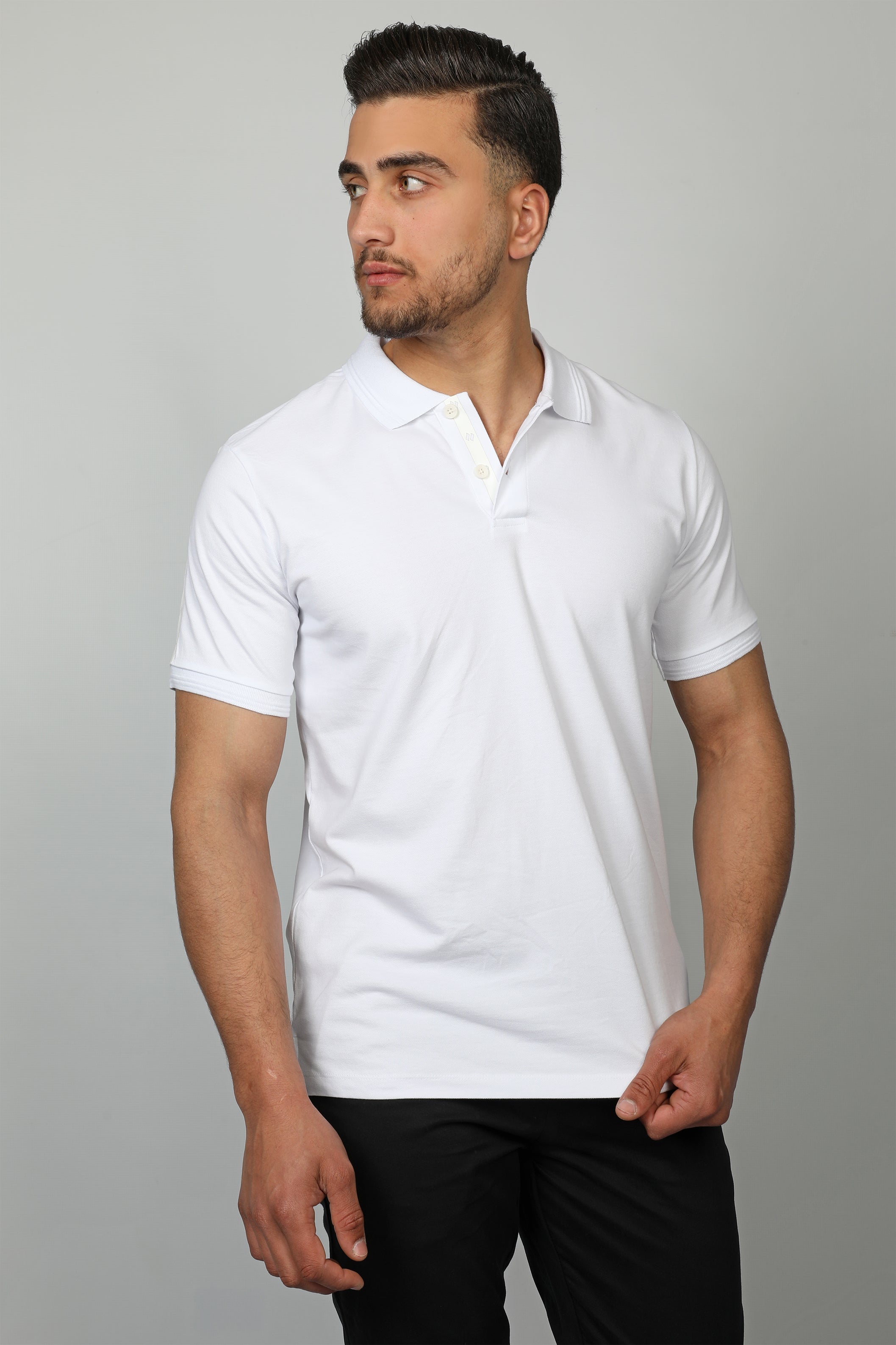 White Polo With Shoulder Design