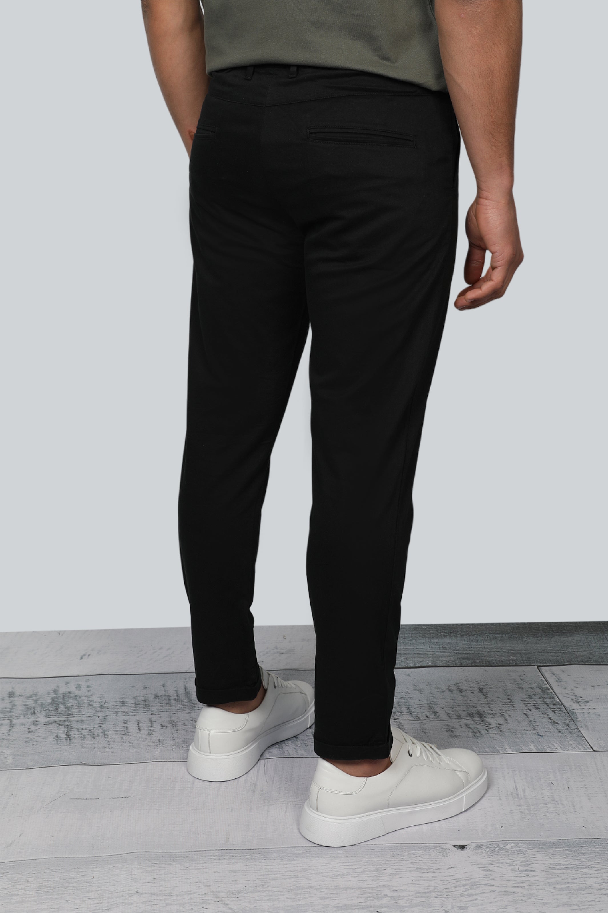 Black Casual Pants With Side Pockets