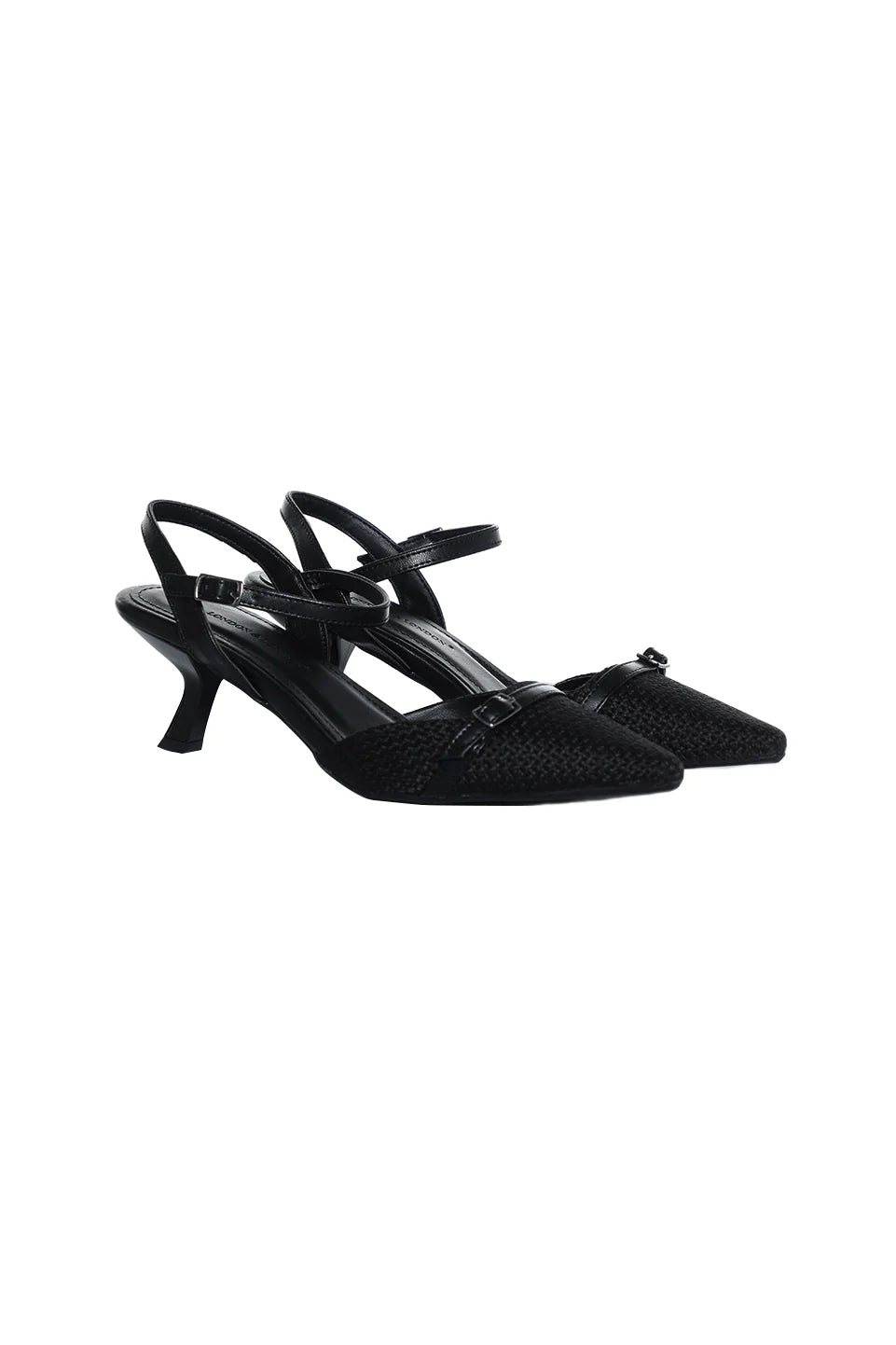 Black Pyramid Heels With Ankle Strap