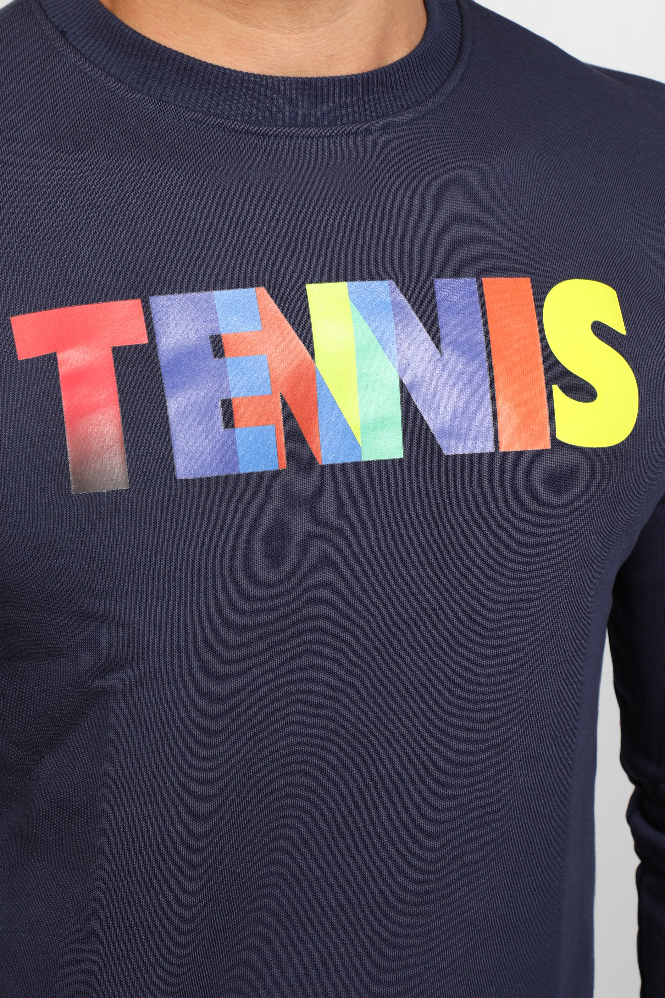 Men Navy 'Tennis' Printed Pullover