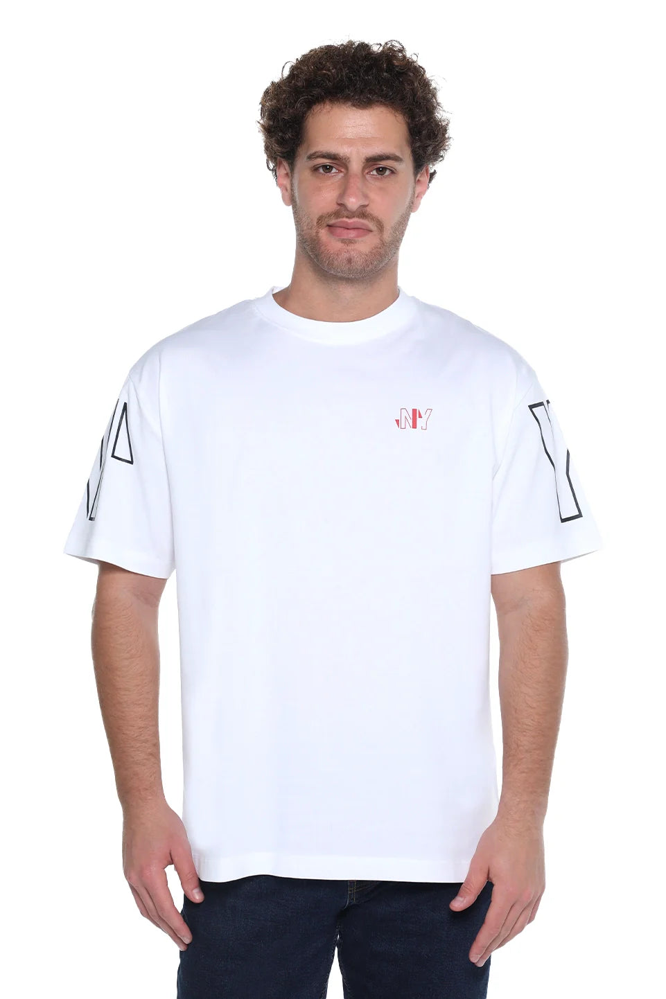 Oversized White T-Shirt With Shoulder Design