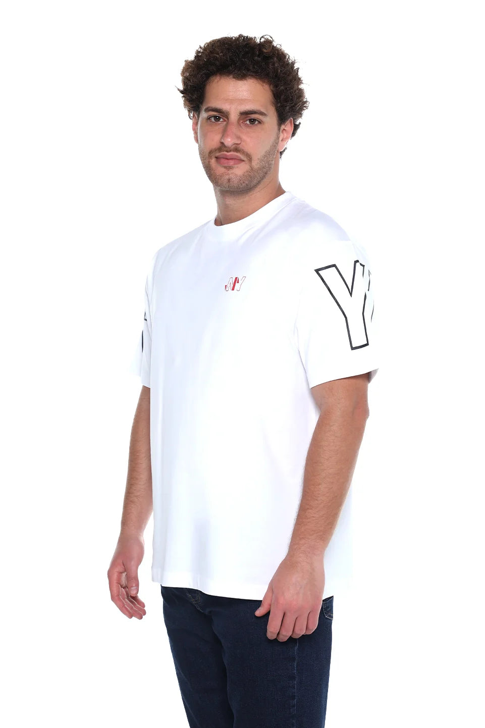 Oversized White T-Shirt With Shoulder Design