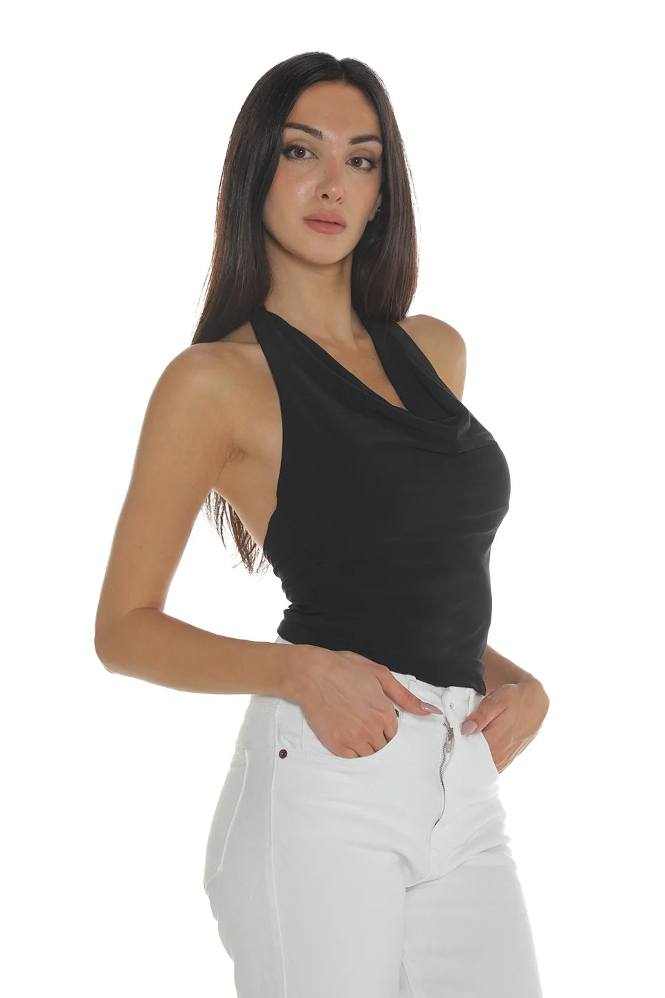 Black Halter-Neck Top