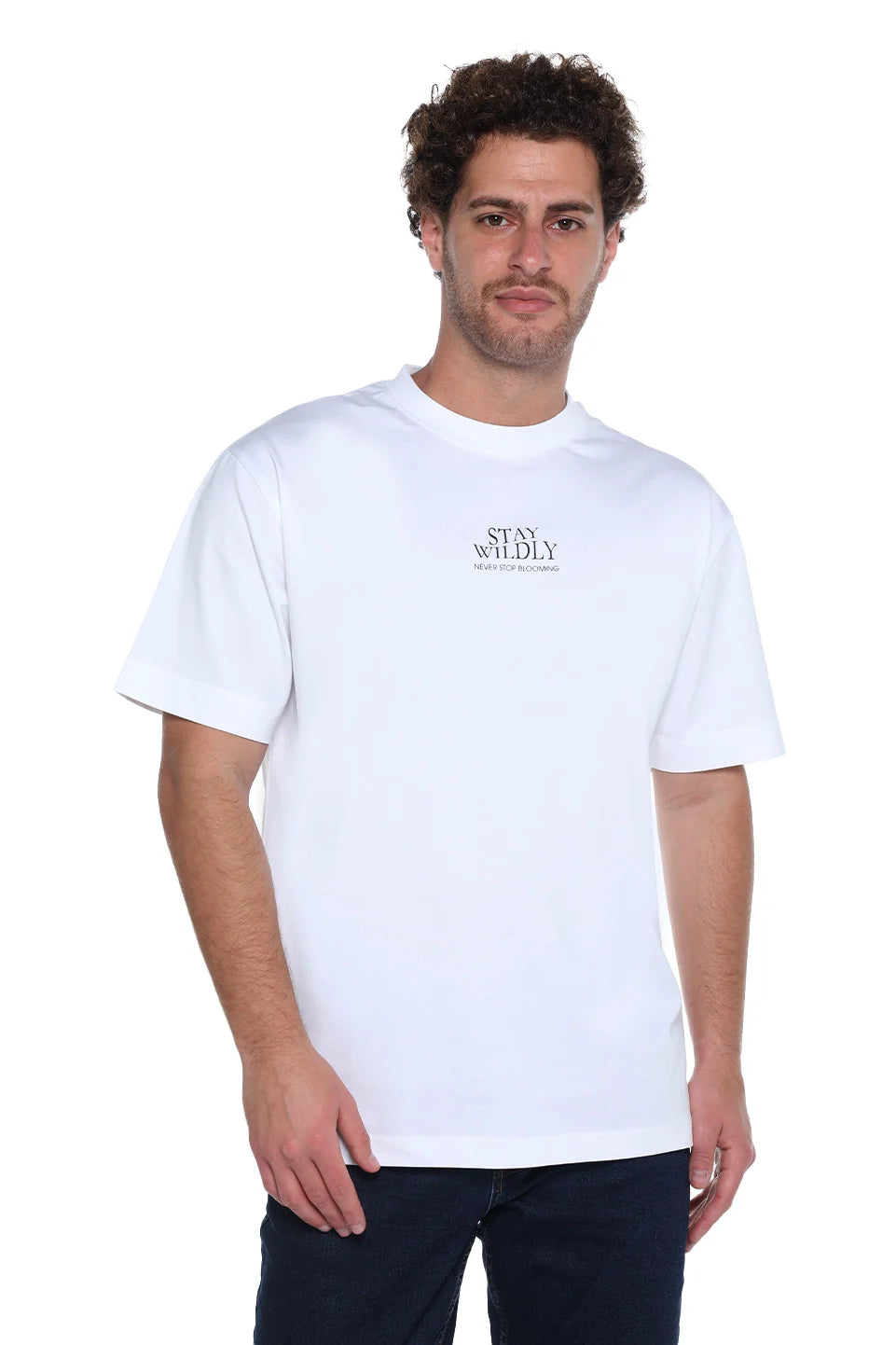White Oversized T-Shirt With "Stay Wildly" Front Design