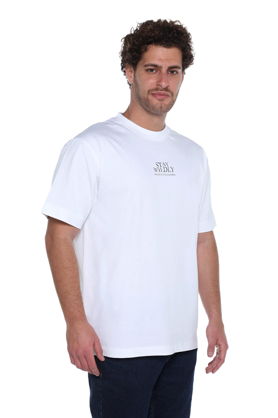 White Oversized T-Shirt With "Stay Wildly" Front Design